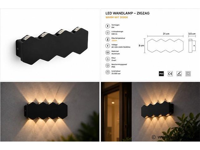 4 x bidirectionele led wandlamp – 8w – 3500k warm wit – ip54 – sw-51-4 - afbeelding 4 van  4