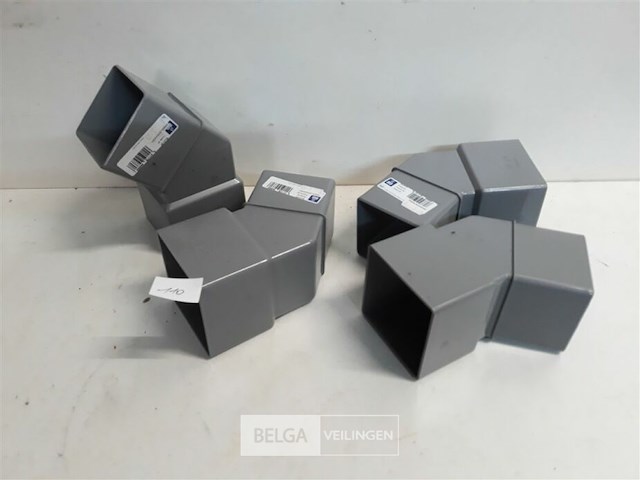4 x bocht 80x80mm grijs pvc regenafvoer - afbeelding 1 van  3
