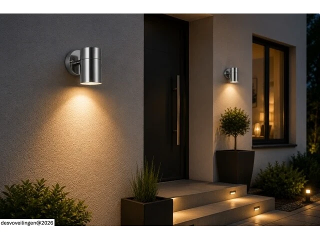 4 x buiten wandlamp gu10 – mat chroom – ip44 – manolya-1 - afbeelding 2 van  6