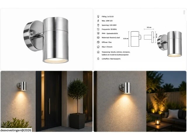 4 x buiten wandlamp gu10 – mat chroom – ip44 – manolya-1 - afbeelding 6 van  6