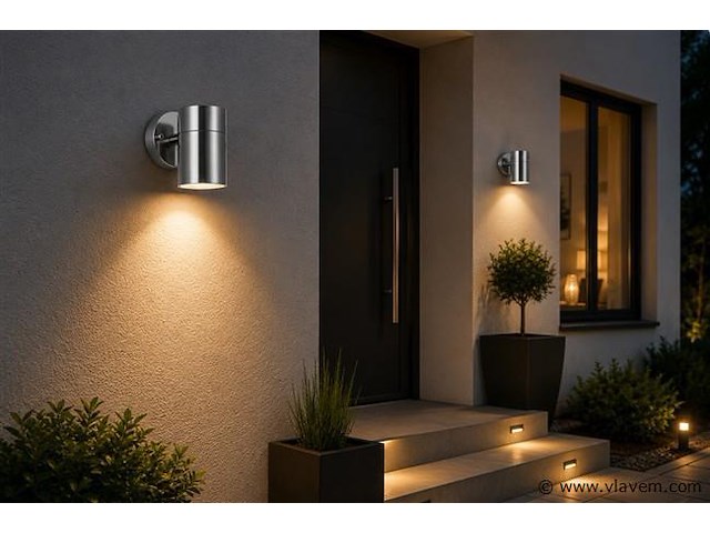 4 x buiten wandlamp gu10 – mat chroom – ip44 – manolya-1 - afbeelding 1 van  5