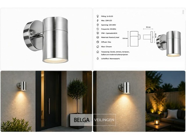 4 x buiten wandlamp gu10 – mat chroom – ip44 – manolya-1 - afbeelding 6 van  6