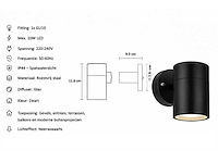 4 x buiten wandlamp gu10 – zwart – ip44 – manolya-1 - afbeelding 10 van  15