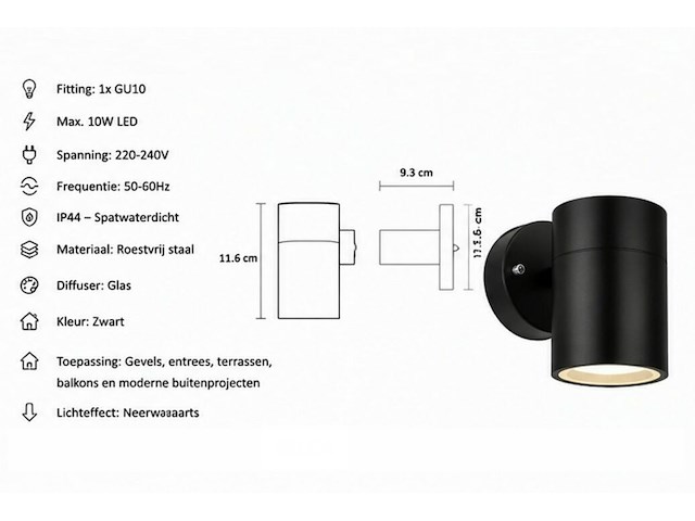 4 x buiten wandlamp gu10 – zwart – ip44 – manolya-1 - afbeelding 5 van  6