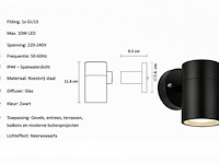 4 x buiten wandlamp gu10 – zwart – ip44 – manolya-1 - afbeelding 5 van  6