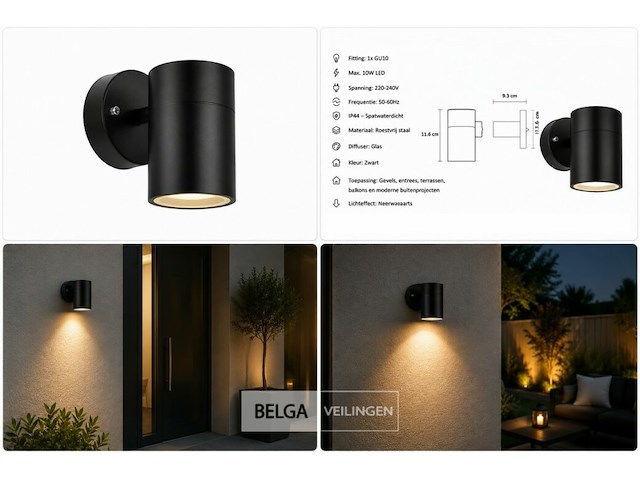 4 x buiten wandlamp gu10 – zwart – ip44 – manolya-1 - afbeelding 6 van  6