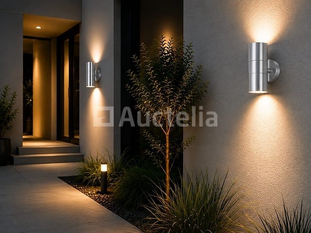 4 x buiten wandlamp up & down – 2xgu10 – mat chroom – ip44 – manolya-2 - afbeelding 3 van  5