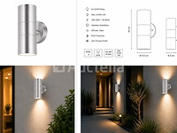 4 x buiten wandlamp up & down – 2xgu10 – mat chroom – ip44 – manolya-2 - afbeelding 4 van  5