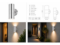4 x buiten wandlamp up & down – 2xgu10 – mat chroom – ip44 – manolya-2 - afbeelding 2 van  14