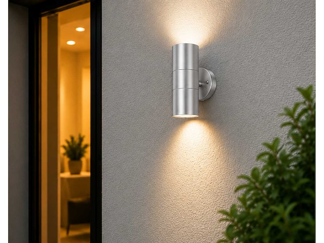 4 x buiten wandlamp up & down – 2xgu10 – mat chroom – ip44 – manolya-2 - afbeelding 4 van  14