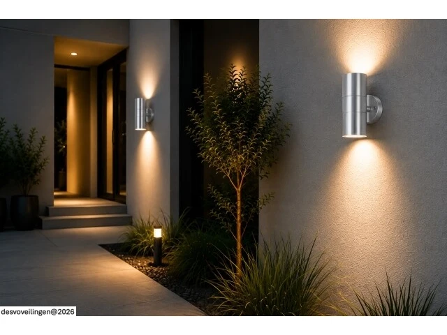 4 x buiten wandlamp up & down – 2xgu10 – mat chroom – ip44 – manolya-2 - afbeelding 2 van  6