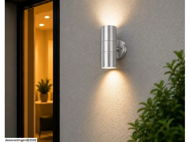 4 x buiten wandlamp up & down – 2xgu10 – mat chroom – ip44 – manolya-2 - afbeelding 4 van  6