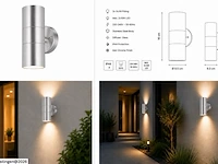 4 x buiten wandlamp up & down – 2xgu10 – mat chroom – ip44 – manolya-2 - afbeelding 6 van  6
