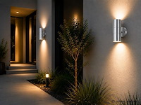 4 x buiten wandlamp up & down – 2xgu10 – mat chroom – ip44 – manolya-2 - afbeelding 1 van  5