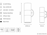 4 x buiten wandlamp up & down – 2xgu10 – mat chroom – ip44 – manolya-2 - afbeelding 4 van  5