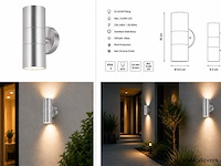 4 x buiten wandlamp up & down – 2xgu10 – mat chroom – ip44 – manolya-2 - afbeelding 5 van  5