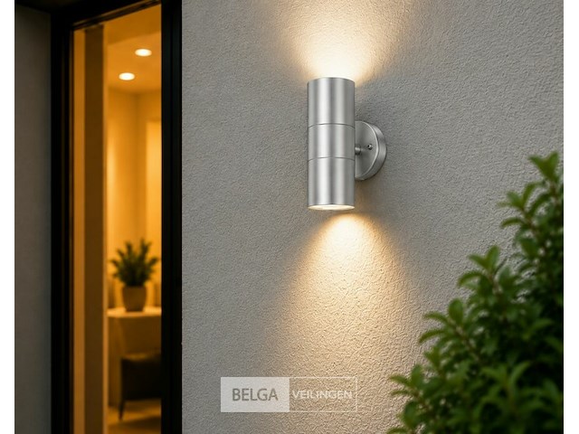 4 x buiten wandlamp up & down – 2xgu10 – mat chroom – ip44 – manolya-2 - afbeelding 4 van  6