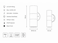 4 x buiten wandlamp up & down – 2xgu10 – mat chroom – ip44 – manolya-2 - afbeelding 6 van  15