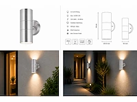 4 x buiten wandlamp up & down – 2xgu10 – mat chroom – ip44 – manolya-2 - afbeelding 11 van  15