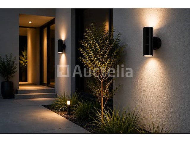 4 x buiten wandlamp up & down – 2xgu10 – zwart – ip44 – manolya-2 - afbeelding 5 van  5