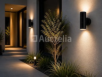 4 x buiten wandlamp up & down – 2xgu10 – zwart – ip44 – manolya-2 - afbeelding 2 van  5