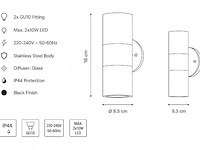 4 x buiten wandlamp up & down – 2xgu10 – zwart – ip44 – manolya-2 - afbeelding 3 van  5