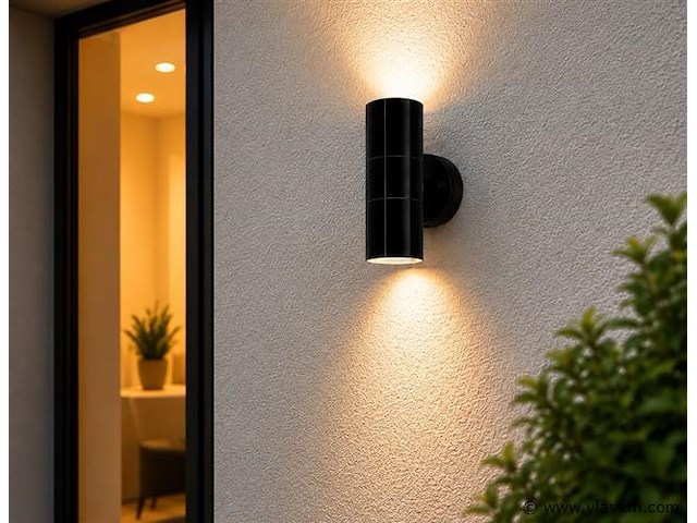 4 x buiten wandlamp up & down – 2xgu10 – zwart – ip44 – manolya-2 - afbeelding 3 van  5