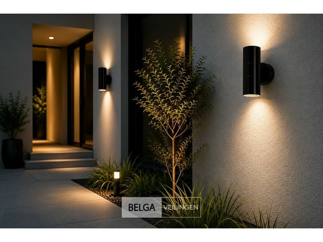 4 x buiten wandlamp up & down – 2xgu10 – zwart – ip44 – manolya-2 - afbeelding 2 van  6