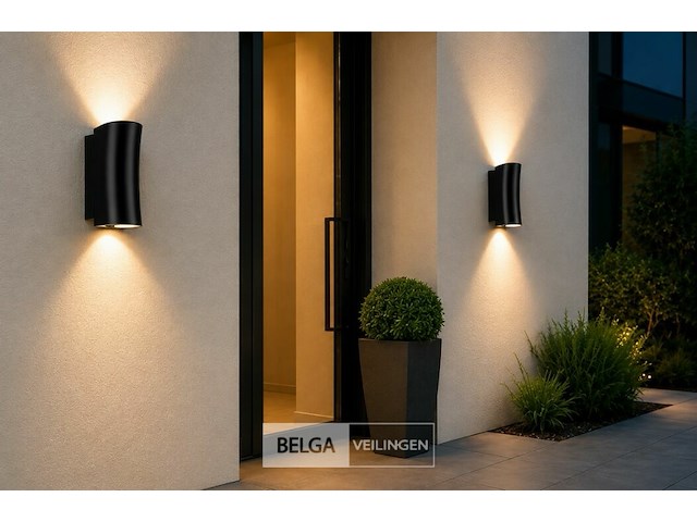 4 x buiten wandlamp up & down – gu10 – zwart – ip44 – safari - afbeelding 1 van  6