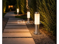 4 x buitenlamp tuinpaal – e27 – chroom – ip44 – 325mm – defne-3 - afbeelding 3 van  5