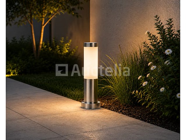 4 x buitenlamp tuinpaal – e27 – chroom – ip44 – 325mm – defne-3 - afbeelding 5 van  5