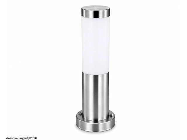 4 x buitenlamp tuinpaal – e27 – chroom – ip44 – 325mm – defne-3 - afbeelding 3 van  6