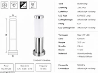 4 x buitenlamp tuinpaal – e27 – chroom – ip44 – 325mm – defne-3 - afbeelding 5 van  6