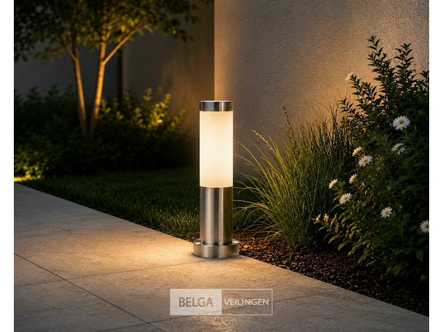 4 x buitenlamp tuinpaal – e27 – chroom – ip44 – 325mm – defne-3 - afbeelding 4 van  6