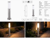 4 x buitenlamp tuinpaal – e27 – chroom – ip44 – 500mm – defne-4 - afbeelding 2 van  5