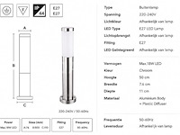 4 x buitenlamp tuinpaal – e27 – chroom – ip44 – 500mm – defne-4 - afbeelding 3 van  5