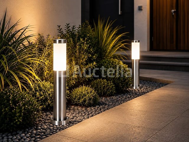 4 x buitenlamp tuinpaal – e27 – chroom – ip44 – 500mm – defne-4 - afbeelding 5 van  5