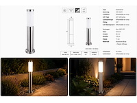 4 x buitenlamp tuinpaal – e27 – chroom – ip44 – 500mm – defne-4 - afbeelding 7 van  15