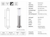 4 x buitenlamp tuinpaal – e27 – chroom – ip44 – 500mm – defne-4 - afbeelding 15 van  15