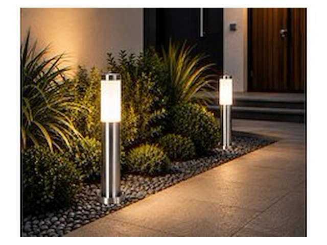 4 x buitenlamp tuinpaal – e27 – chroom – ip44 – 500mm – defne-4 - afbeelding 1 van  6