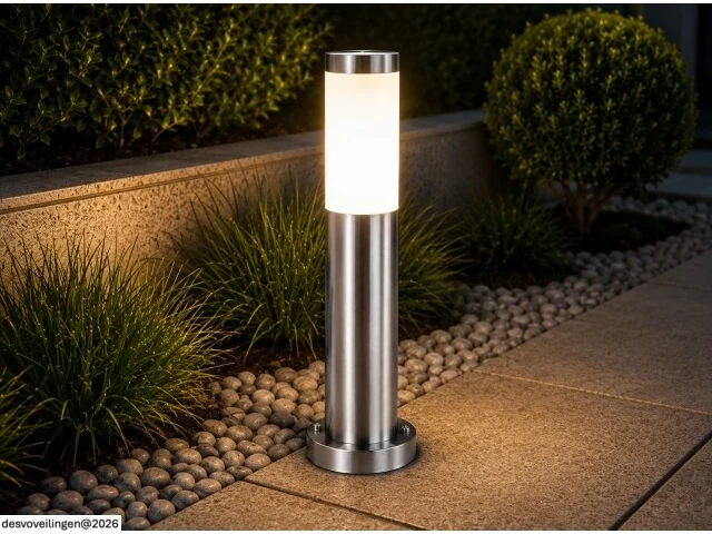 4 x buitenlamp tuinpaal – e27 – chroom – ip44 – 500mm – defne-4 - afbeelding 4 van  6