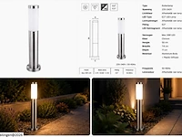 4 x buitenlamp tuinpaal – e27 – chroom – ip44 – 500mm – defne-4 - afbeelding 6 van  6