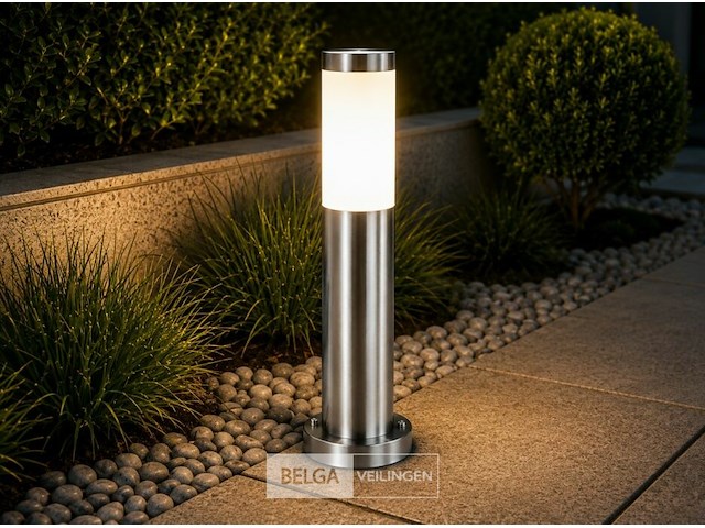 4 x buitenlamp tuinpaal – e27 – chroom – ip44 – 500mm – defne-4 - afbeelding 4 van  6