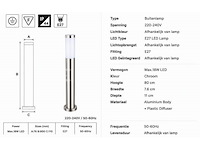4 x buitenlamp tuinpaal – e27 – chroom – ip44 – 800mm – defne-5 - afbeelding 3 van  5