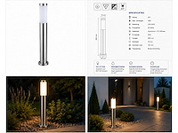 4 x buitenlamp tuinpaal – e27 – chroom – ip44 – 800mm – defne-5 - afbeelding 7 van  15