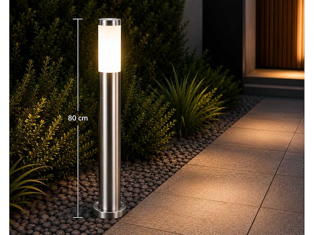 4 x buitenlamp tuinpaal – e27 – chroom – ip44 – 800mm – defne-5 - afbeelding 9 van  15