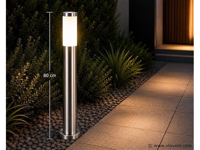 4 x buitenlamp tuinpaal – e27 – chroom – ip44 – 800mm – defne-5 - afbeelding 3 van  5