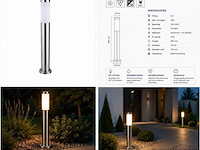 4 x buitenlamp tuinpaal – e27 – chroom – ip44 – 800mm – defne-5 - afbeelding 5 van  5