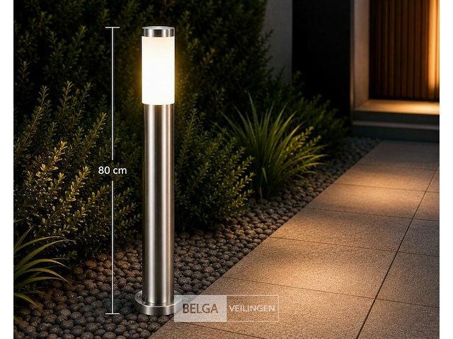 4 x buitenlamp tuinpaal – e27 – chroom – ip44 – 800mm – defne-5 - afbeelding 4 van  6