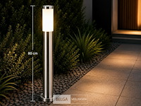 4 x buitenlamp tuinpaal – e27 – chroom – ip44 – 800mm – defne-5 - afbeelding 4 van  6